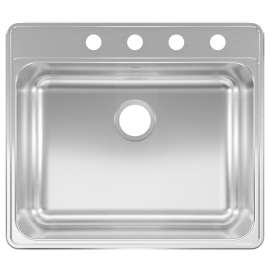 KINDRED CSLA2522-8-4-CBN Kitchen Sink, 25 in OAW, 8 in OAD, 22 in OAH, Stainless Steel, Topmount/Drop-In Mounting