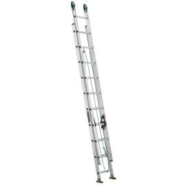 Louisville AE4220PG Extension Ladder, 240 in H Reach, 225 lb, 20-Step, 1-1/2 in D Step, Aluminum