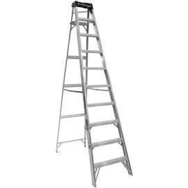 Louisville AS3010 Step Ladder, 170 in Max Reach H, 9-Step, 300 lb, Type IA Duty Rating, 3 in D Step, Aluminum