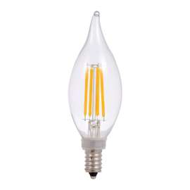 Sylvania 40207 LED Bulb, Decorative, B10 Flame Tip Lamp, 60 W Equivalent, E12 Lamp Base, Dimmable, Daylight Light