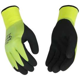 HYDROFLECTOR 1786P-L Waterproof Protective Gloves, Men's, L, Knit Wrist Cuff, Latex Coating, Acrylic Glove, Black/Green