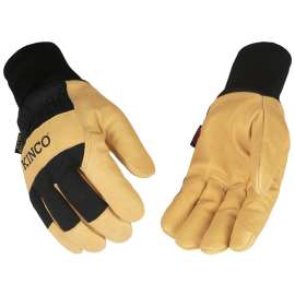 Heatkeep 1928 KW-M Gloves, Men's, M, Angled Wing Thumb, Elastic Knit Wrist Cuff, Black/Golden/Yellow