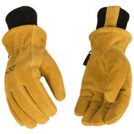 HYDROFLECTOR 350HKP-M Driver Gloves, Men's, M, Keystone Thumb, Knit Wrist Cuff, Cowhide Leather, Gold