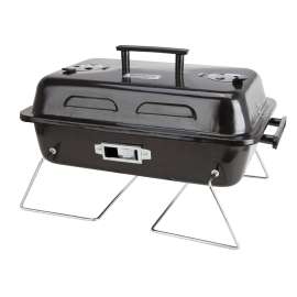 Omaha Portable Charcoal Grill, 2-Grate, 168 sq-in Primary Cooking Surface, Black, Steel Body