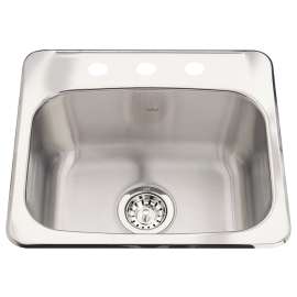 KINDRED Steel Queen Series QSL1719-8-3N Bar/Prep Sink, 20 ga Capacity, 3-Deck Hole, 19-1/8 in OAW, 17 in OAH, 1-Bowl