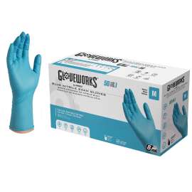 AMMEX GPNHD64100 Non-Sterile Disposable Gloves, M, Nitrile, Powder-Free, Blue, 300 mm L