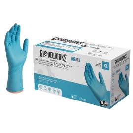 AMMEX GPNHD68100 Non-Sterile Disposable Gloves, XL, Nitrile, Powder-Free, Blue, 300 mm L