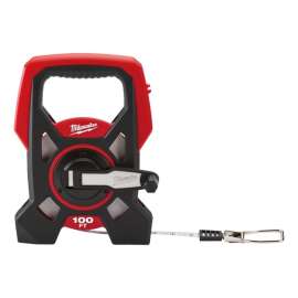 Milwaukee 48-22-5201 Long Tape, 100 ft L Blade, 1/2 in W Blade, Steel Blade, Black/Red