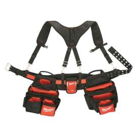 Milwaukee 48-22-8120 Work Belt, 30 to 53 Waist, 1680 Denier Nylon, Black/Red, 24-Pocket