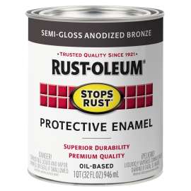 RUST-OLEUM Stops Rust 353585 Protective Enamel Paint, Semi-Gloss, Anodized Bronze, 1 qt