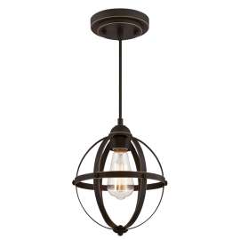 Westinghouse Stella Mira Series 6361900 Mini Pendant Fixture, 120 VAC, 1-Lamp, Oil Rubbed Bronze Fixture