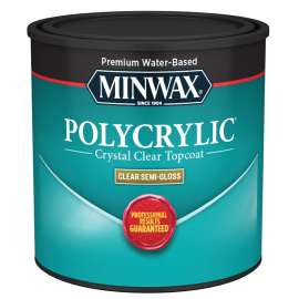 Minwax Polycrylic 244444444 Protective Finish Paint, Semi-Gloss, Liquid, Crystal Clear, 0.5 pt, Can