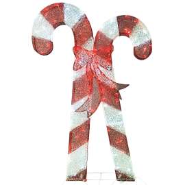 Hometown Holidays 58507 Fabric Candy Cane Decor, 3 ft L, 1.5 ft W, Polyester, Mesh
