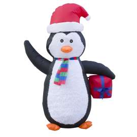 Hometown Holidays 90519 Inflatable Bear Moose Penguin, 4 ft H, Black/Brown/Green/Red/White, LED Bulb