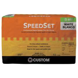 CUSTOM SpeedSet Series SDSW25 Fortified Thin-Set Mortar, White, Powder, 25 lb Bag