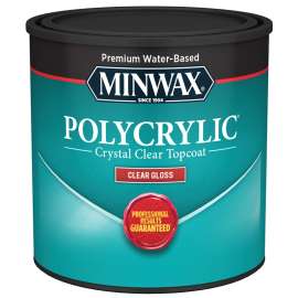 Minwax Polycrylic 255554444 Protective Finish Paint, Gloss, Liquid, Crystal Clear, 0.5 pt, Can