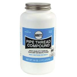 Harvey 029048 Pipe Thread Compound, 16 fl-oz Jar, Thick Paste, Gray