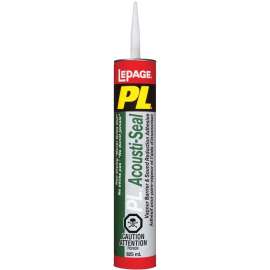 LePage PL 628822 Acousti-Seal Adhesive, Black, 41 to 95 deg F, 825 mL Cartridge