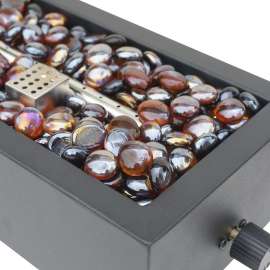 Seasonal Trends 52069 Tabletop Fire Bowl, 15.6 in OAW, 6.5 in OAD, 4.17 in OAH, Rectangular, Propane