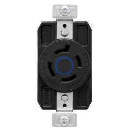 Arrow Hart AHCL1520R Locking Single Receptacle, 3 -Pole, 250 VAC, 20 A, Back and Side Wiring, NEMA: NEMA L15-20