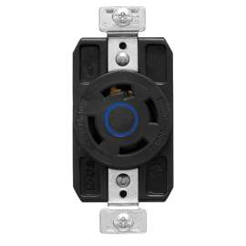 Arrow Hart AHCL1530R Locking Single Receptacle, 3 -Pole, 250 VAC, 30 A, Back and Side Wiring, NEMA: NEMA L15-30