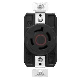 Arrow Hart AHCL1620R Locking Single Receptacle, 3 -Pole, 480 VAC, 20 A, Back and Side Wiring, NEMA: NEMA L16-20