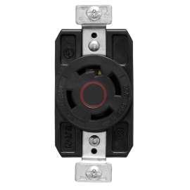 Arrow Hart AHCL1630R Locking Single Receptacle, 3 -Pole, 480 VAC, 30 A, Back and Side Wiring, NEMA: NEMA L16-30