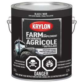 Krylon 1965 Farm and Implement Paint, Low Gloss, Black, 128 oz