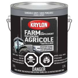 Krylon 419810000 Farm and Implement Primer, 128 oz, Sandable Gray