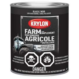 Krylon 2022 Farm and Implement Paint, Low Gloss, Black, 32 oz