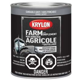 Krylon 420390000 Farm and Implement Primer, 32 oz, Sandable Gray