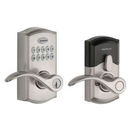Kwikset 955PML 15 SMT CP Electronic Pembroke Lever, AAA Grade, Keyless Key, Zinc, Satin Nickel, Commercial