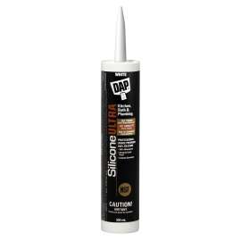 DAP SILICONE ULTRA 73389 Bath and Plumbing Sealant, White, 24 hr Curing, -37 to 60 deg C, 300 mL Cartridge