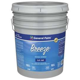 General Paint Breeze GE0052010-20 Interior Paint, Flat, White, 5 gal Pail