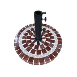 Seasonal Trends 59658 Umbrella Base, 19.7 in Dia, 14.4 in H, Round, White, Red and Black, Powder-Coated