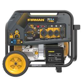 FIRMAN Hybrid H07552 Portable Generator, 50 A, 120/240 VAC, Gasoline, Liquid Propane, 8 gal Tank, 12 hr Run Time