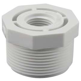 GENOVA 300 Series 34355 Pipe Reducing Bushing, 1-1/2 in MIP x 1/2 in FIP, White