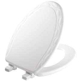 Mayfair 134EC 000 Toilet Seat, Elongated, Wood, White, Easy Clean and Change Hinge