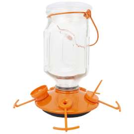 Perky-Pet 9113-2 Top-Fill Bird Feeder, 22 oz, Nectar, 5-Port/Perch, Glass/Plastic, 8-1/4 in H