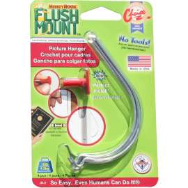 MONKEY HOOK Flush Mount TMH-444 Picture Hanger, 10 lb, Spring Steel, Galvanized, Silver, Flush Mounting