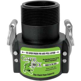 GREEN LEAF B Series GLP300B Cam Lever Coupling, 3 in, Female x MNPT, Polypropylene, Black