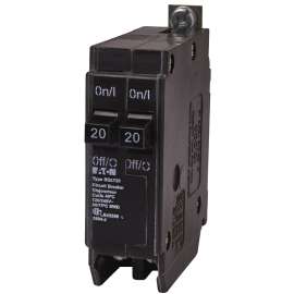 EATON BQLT20 Replacement Classic Circuit Breaker, Duplex, Type BQL, 20 A, 2 -Pole, 120 VAC