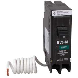 EATON BRN115AFC Circuit Breaker, AFCI, Combination, Type BR, 15 A, 1 -Pole, 120/240 VAC