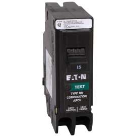 EATON BRP115AFC Circuit Breaker, AFCI, Combination, Type BR, 15 A, 1 -Pole, 120/240 VAC