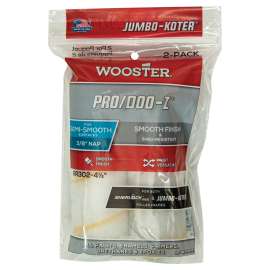 WOOSTER RR302-4.5 Paint Roller Cover, 3/8 in Thick Nap, 4-1/2 in L, Fabric Cover, White