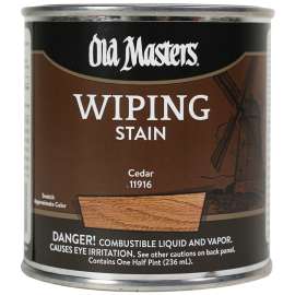 Old Masters 11916 Wiping Stain, Cedar, Liquid, 0.5 pt, Can