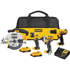 DeWALT DCK466D2 Combination Kit, Battery Included, 20 V, 4-Tool, Lithium-Ion Battery