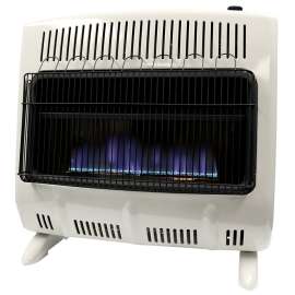 Mr. Heater MHVFDF30BFT Vent-Free Blue Flame Dual Fuel Heater, 20 lb Fuel Tank, Liquid Propane, Natural Gas, White
