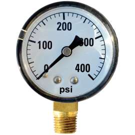 GREEN LEAF SG400PK1 Standard Dry Pressure Gauge, 2 in Dial, 400 psi