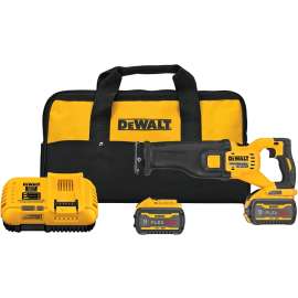 DeWALT DCS389X2 Brushless Reciprocating Saw Kit, Battery Included, 60 V, 9 Ah, 1-1/8 in L Stroke, 0 to 3000 spm